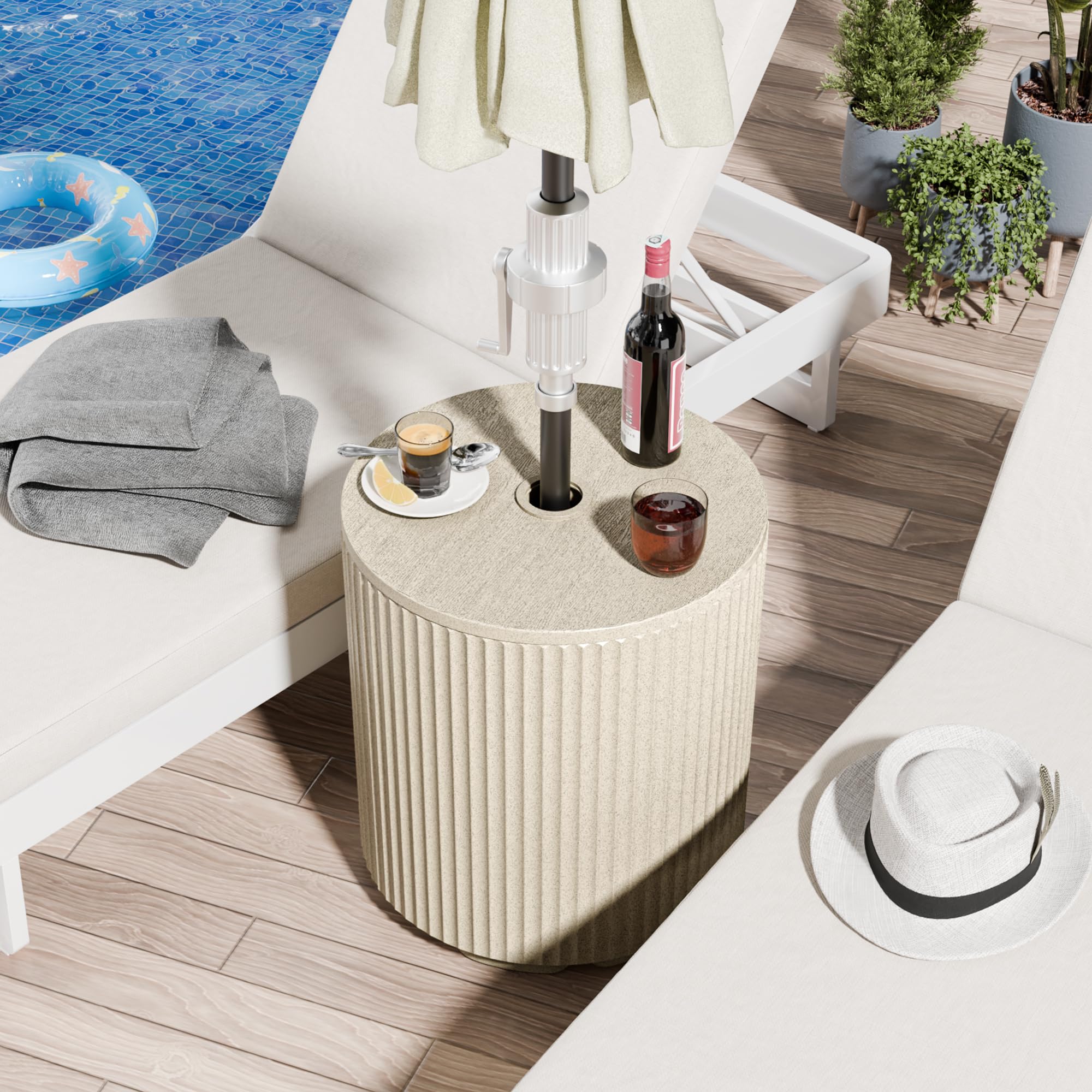 Diyfire ambiente de terraza beige mostrando integración decorativa