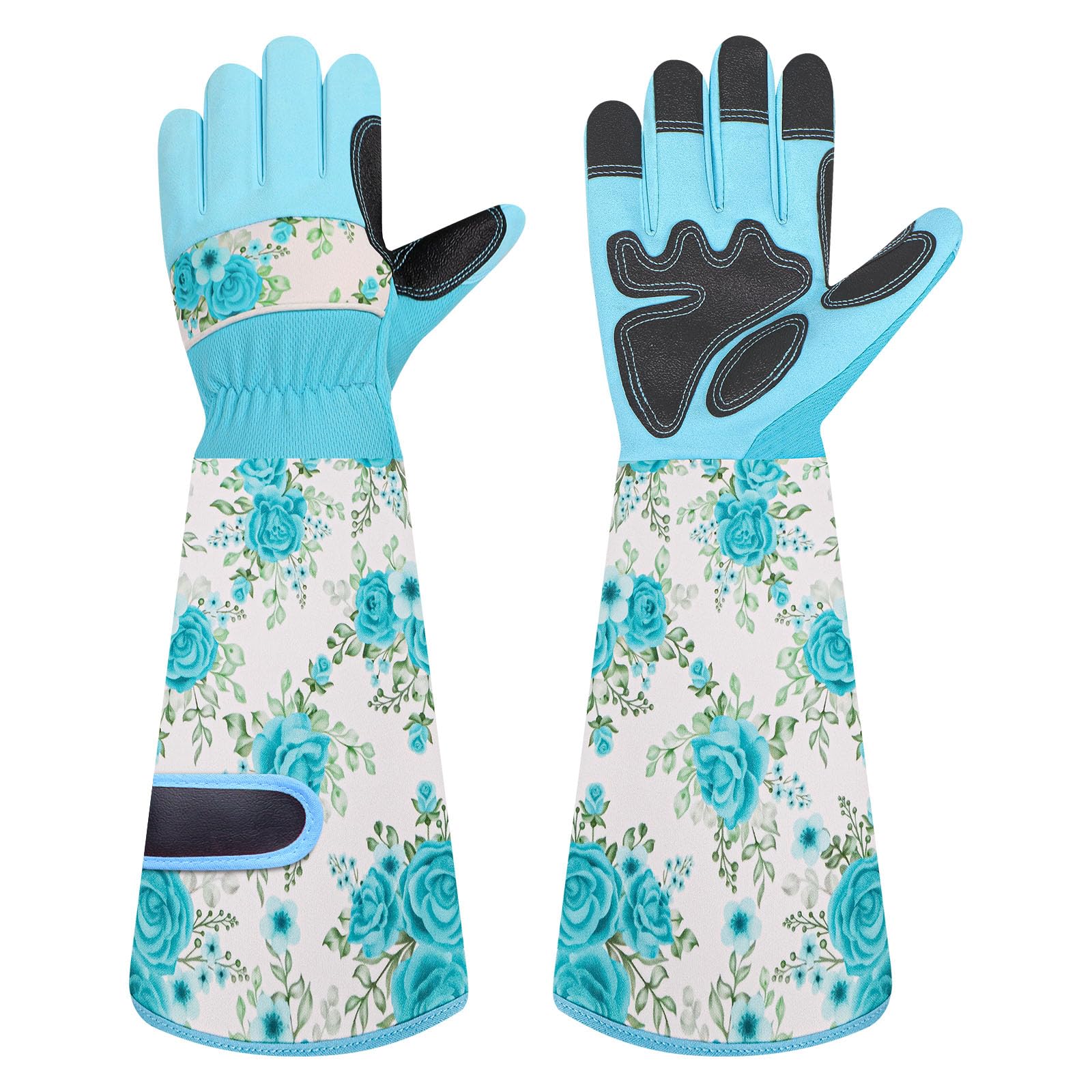 DLY guantes de jardinería frontal paquete mostrando diseño y color azul para protección al trabajar