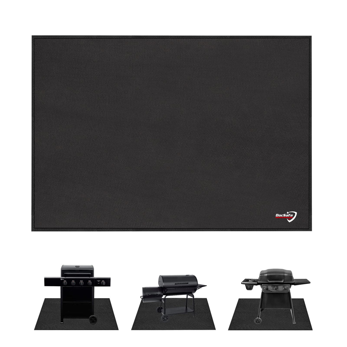 DocSafe tapete frontal 48x36 protegiendo terraza con parrilla