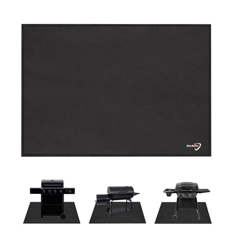 DocSafe tapete frontal 48x36 protegiendo terraza con parrilla