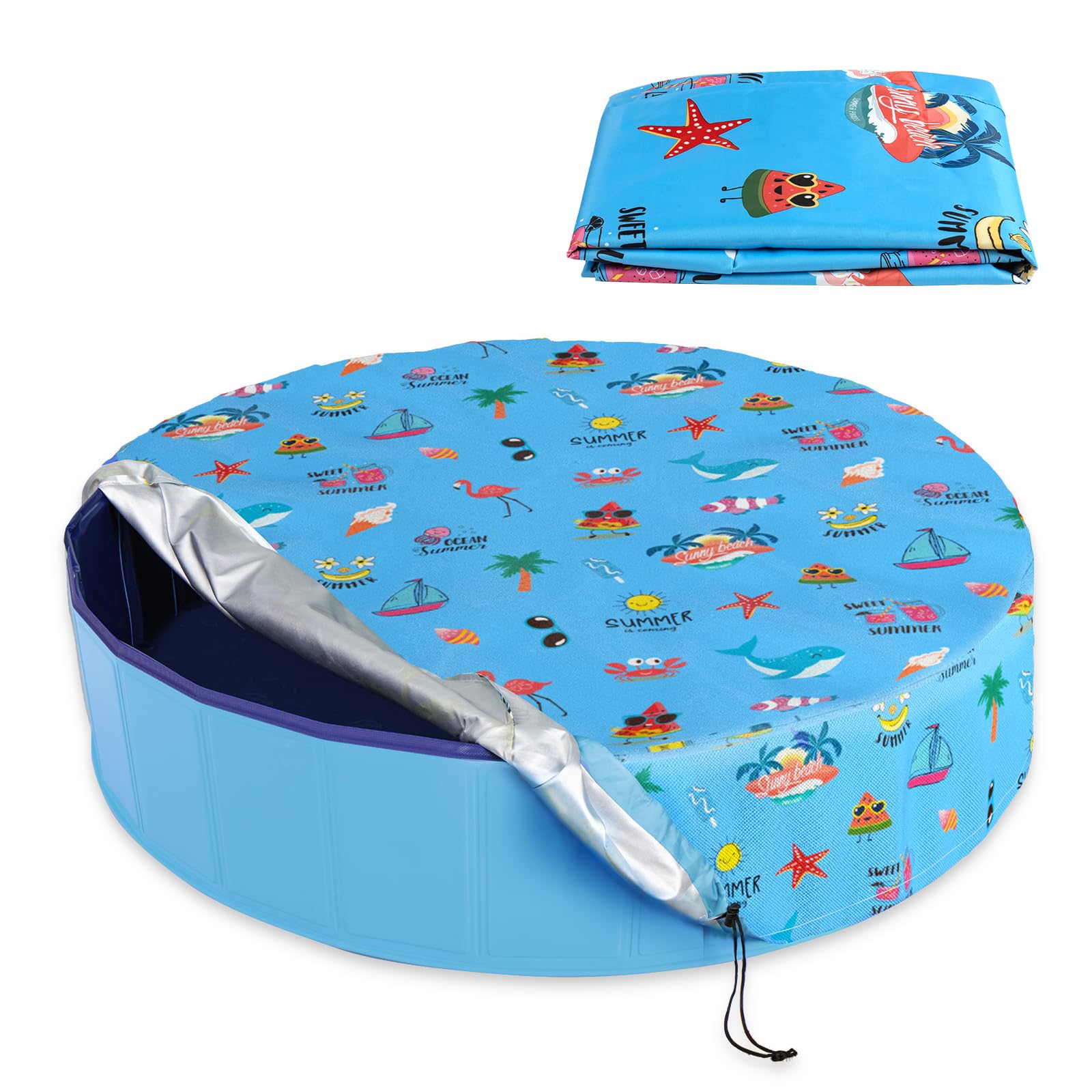 Docuwee cubierta frontal en piscina mostrando protección contra suciedad