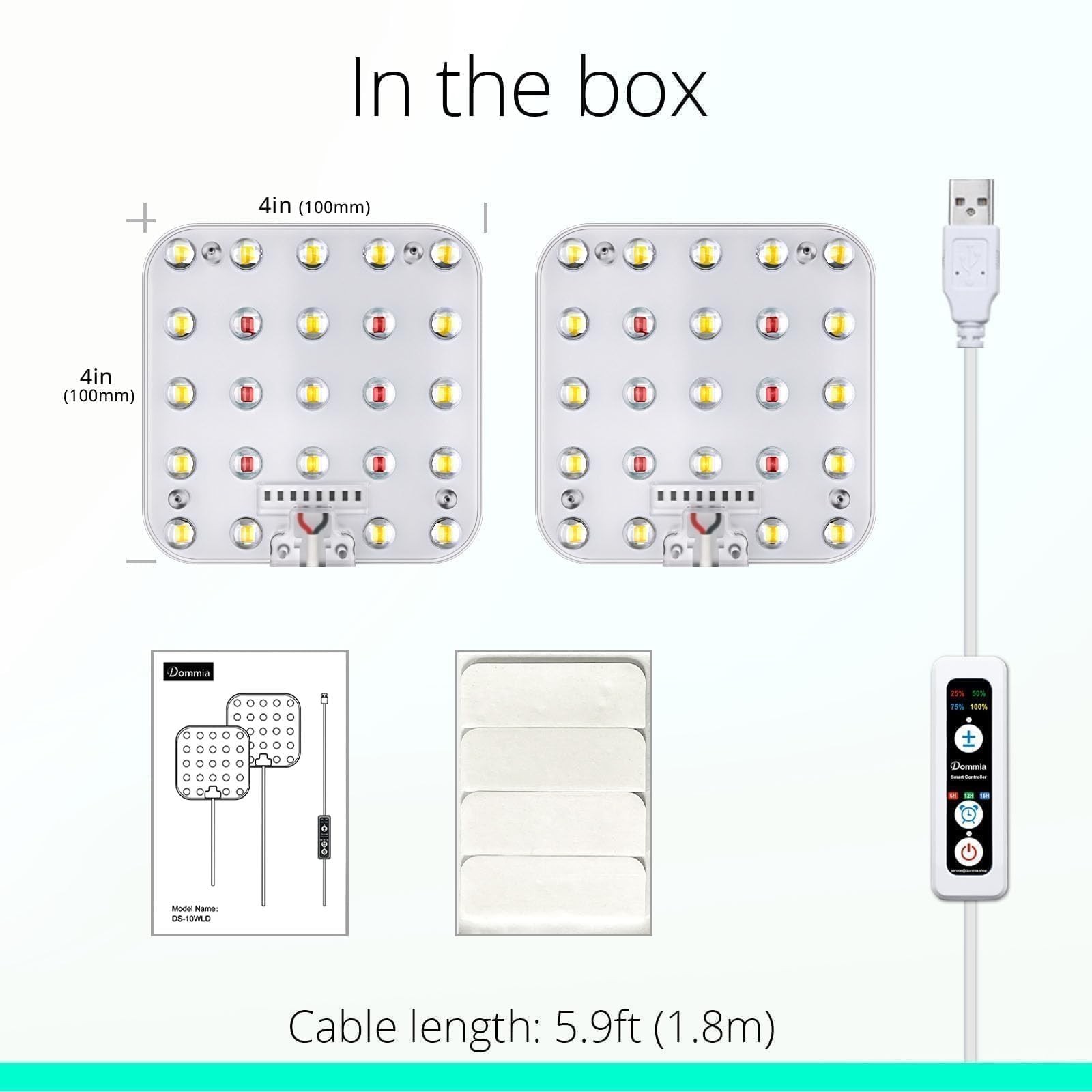 DOMMIA contenido de caja con paneles, controlador y accesorios listos para usar