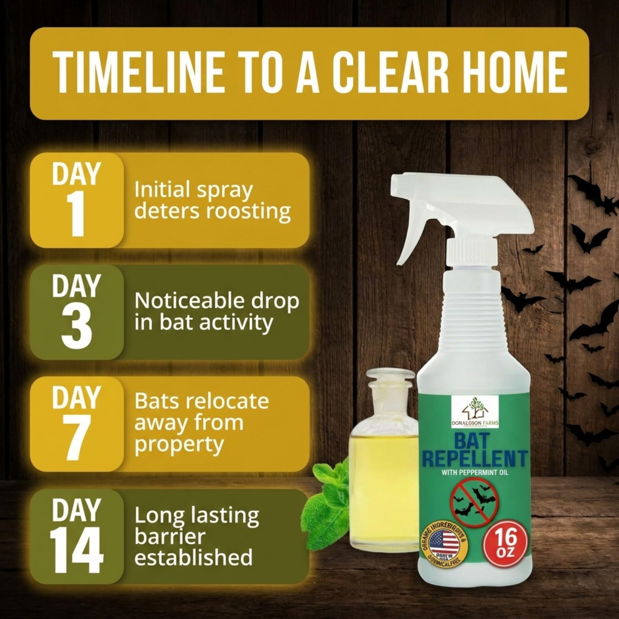 Donaldson Farms rociando alero exterior para prevenir anidamiento de murciélagos
