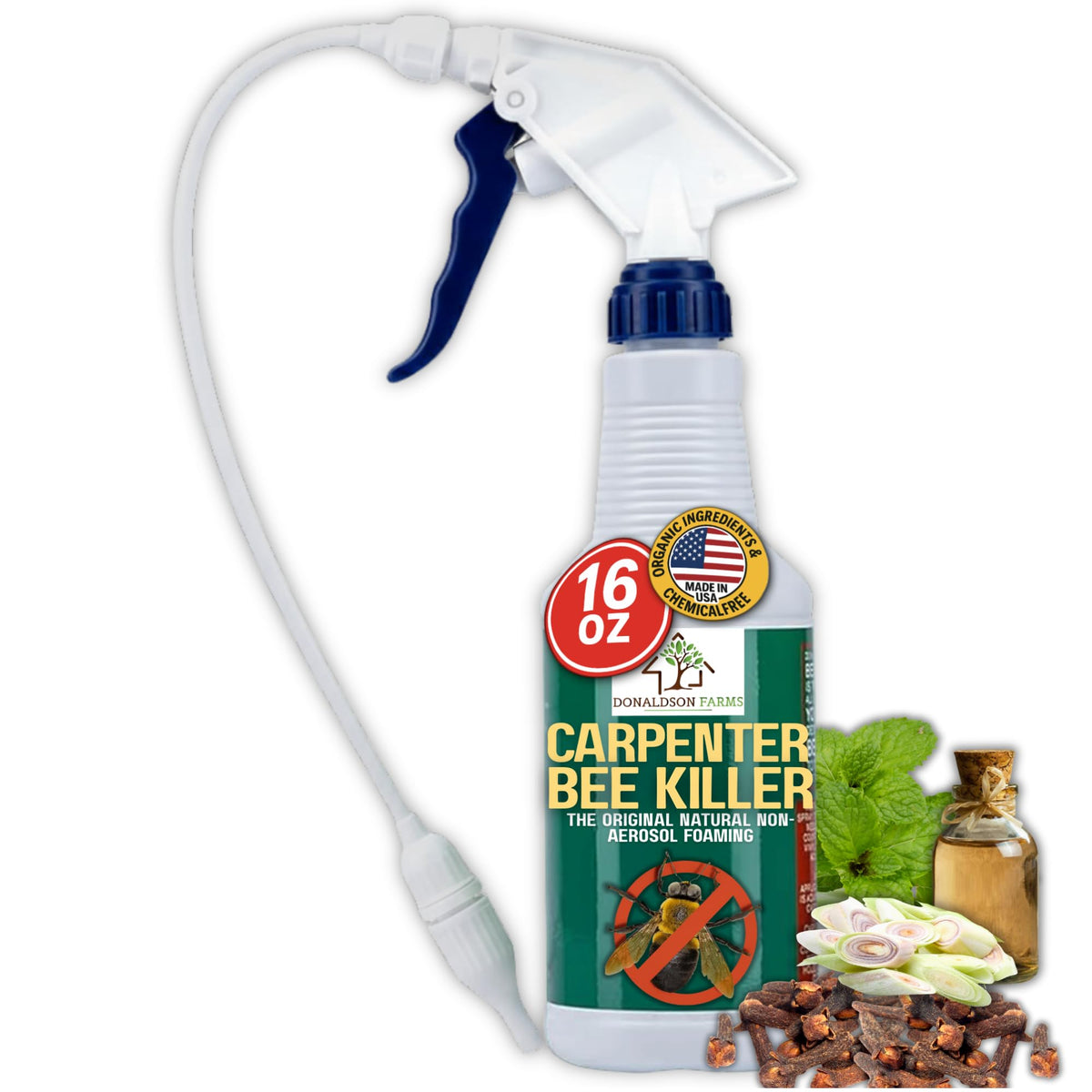 Donaldson Farms frente del envase mostrando etiqueta y volumen 16 oz con protección clara