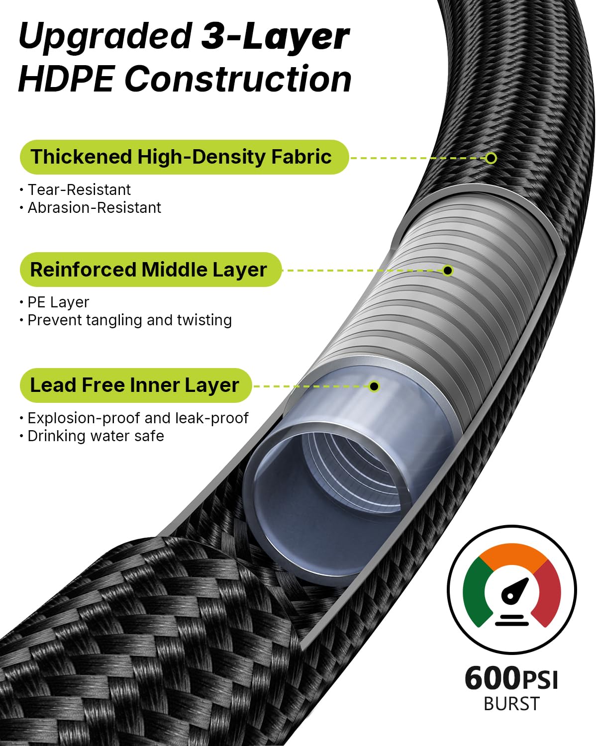 Doorich textura del tubo flexible, durabilidad y maniobrabilidad