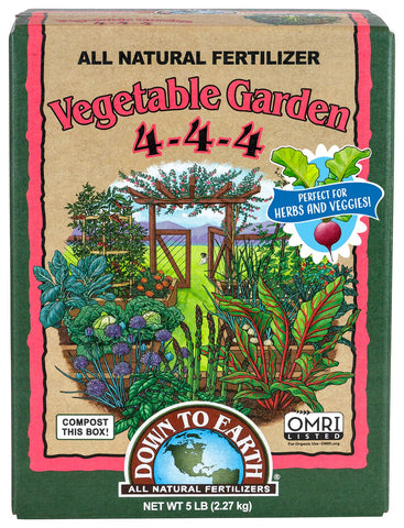 Down To Earth frente del envase 5 lb mostrando la marca y beneficios