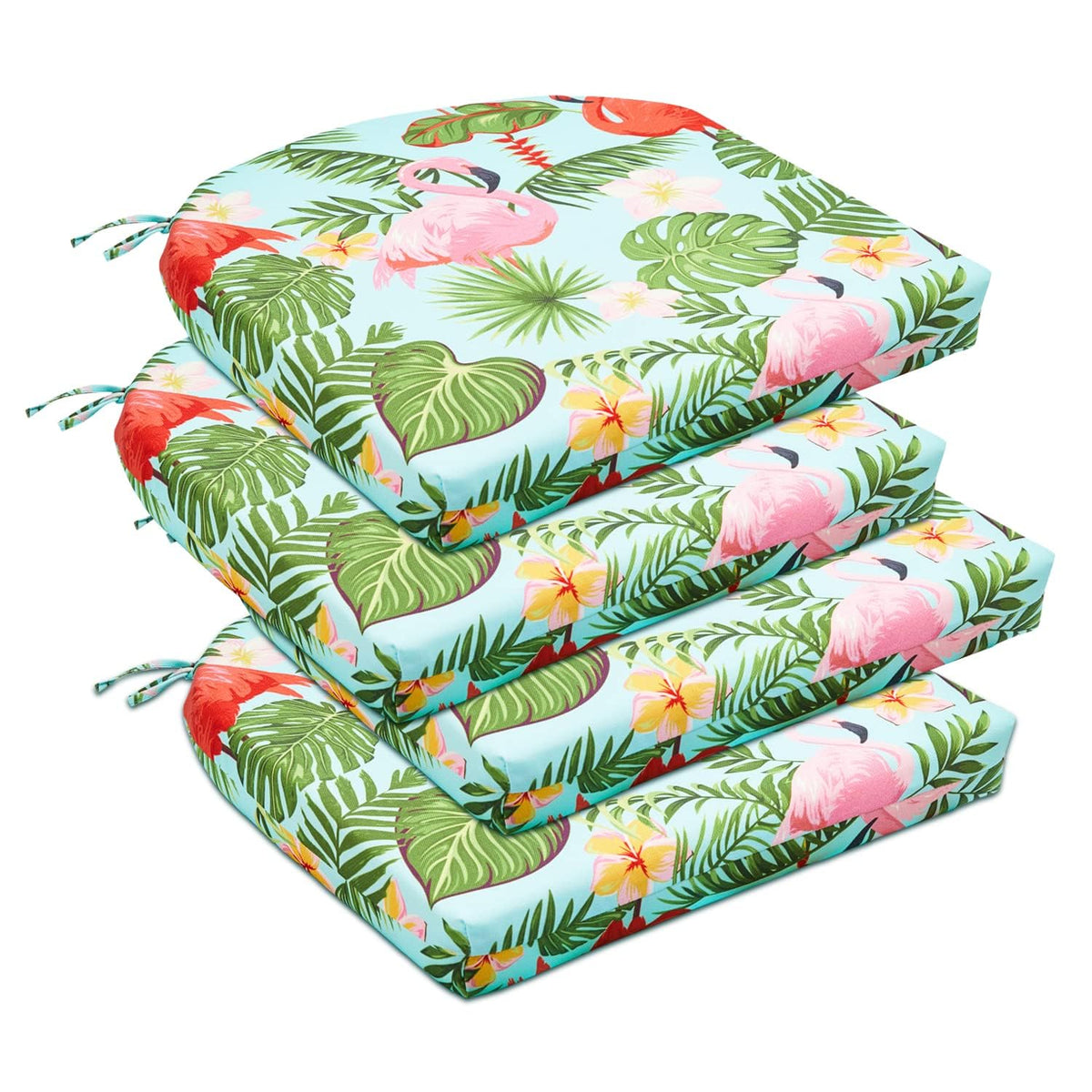 downluxe vista frontal del cojín tropical flamingo muestra color y diseño atractivo