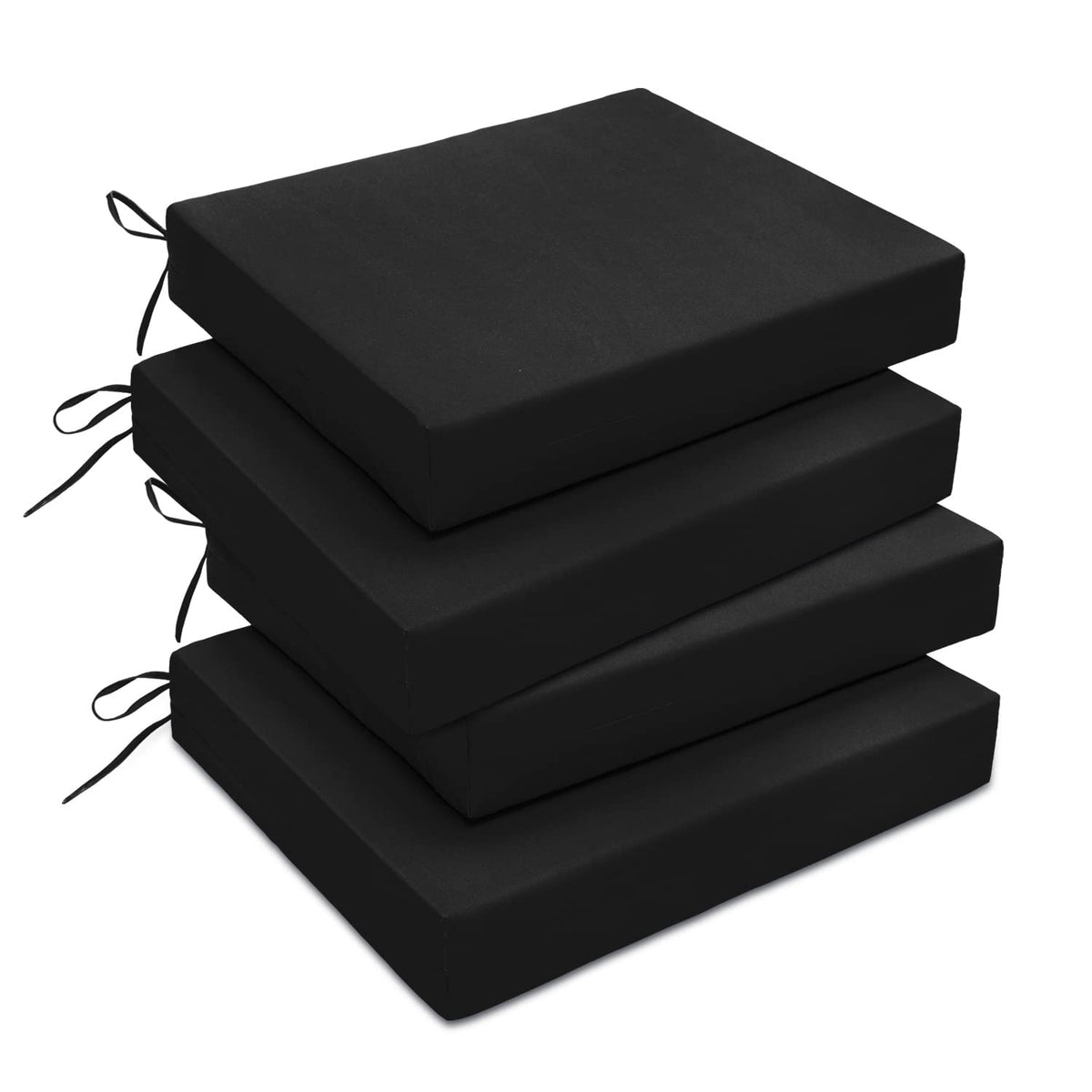 downluxe pack frontal de 4 cojines negros mostrando ajuste y estilo para patio