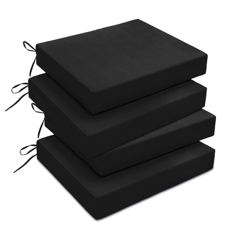 downluxe pack frontal de 4 cojines negros mostrando ajuste y estilo para patio