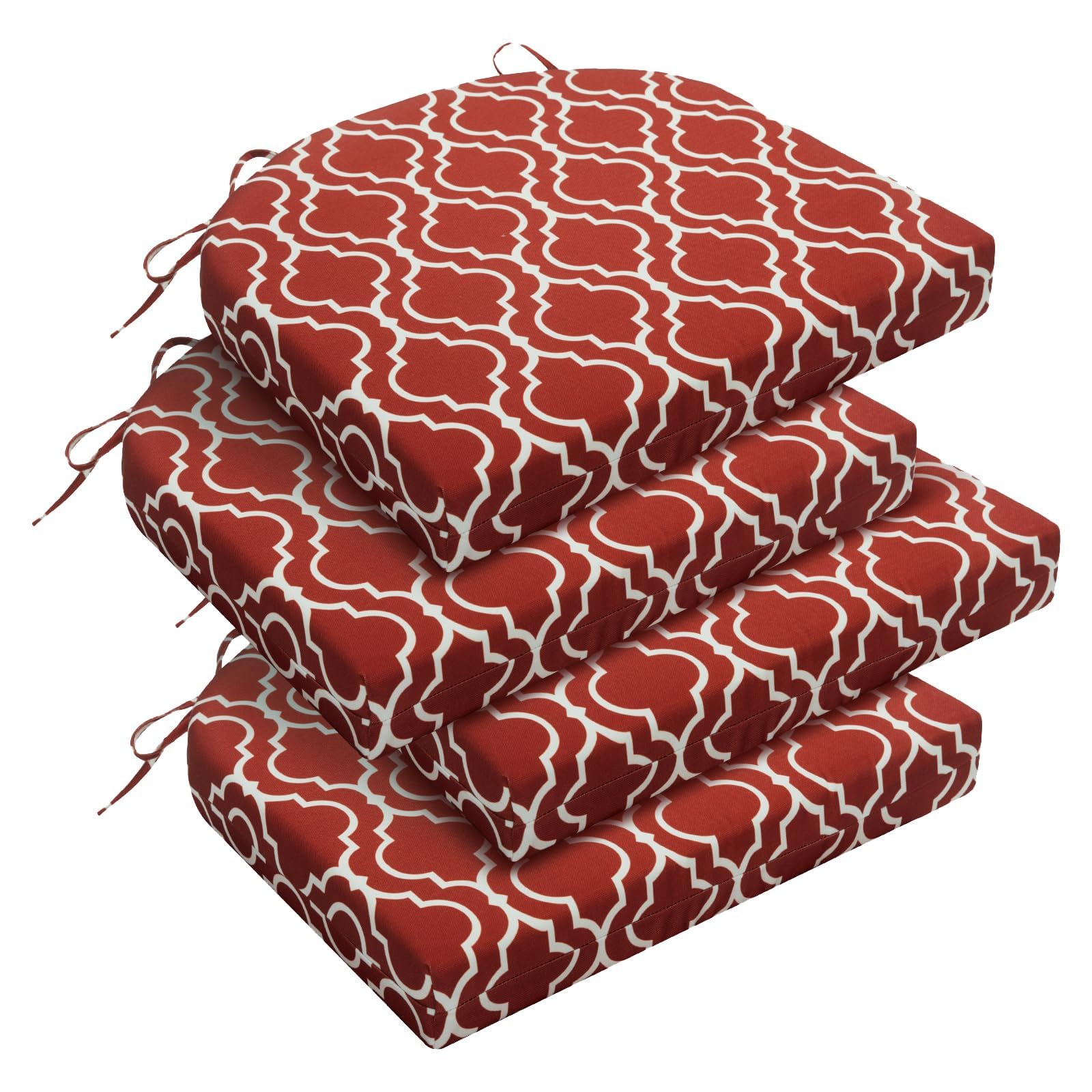 downluxe vista frontal del conjunto de 4 cojines, color Red Gourd, aporta estilo