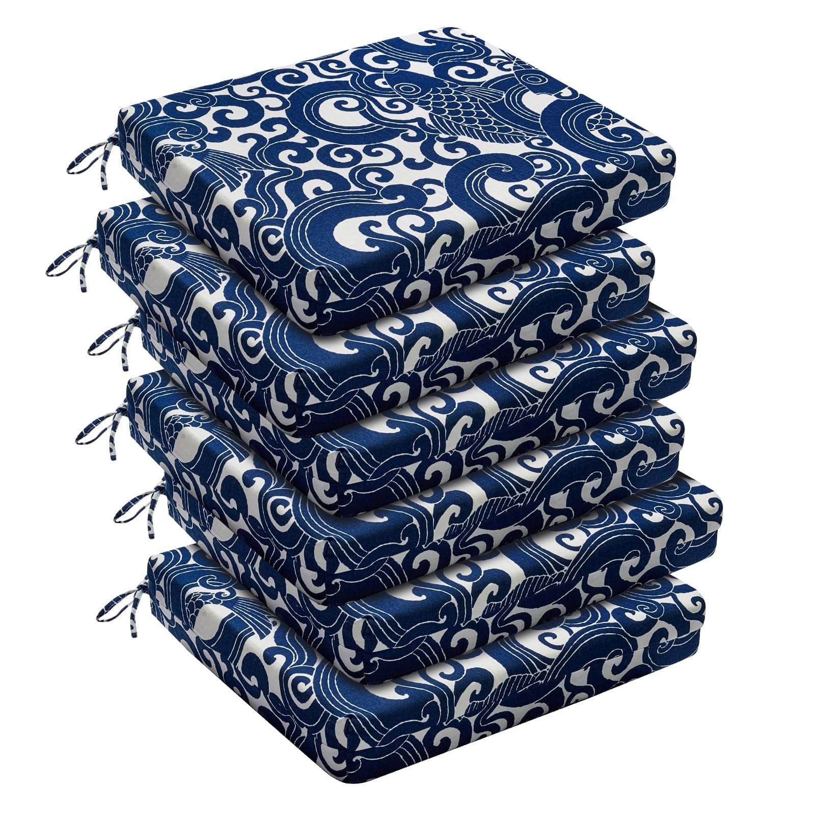 downluxe vista frontal del paquete de seis cojines azul carp, comodidad inmediata