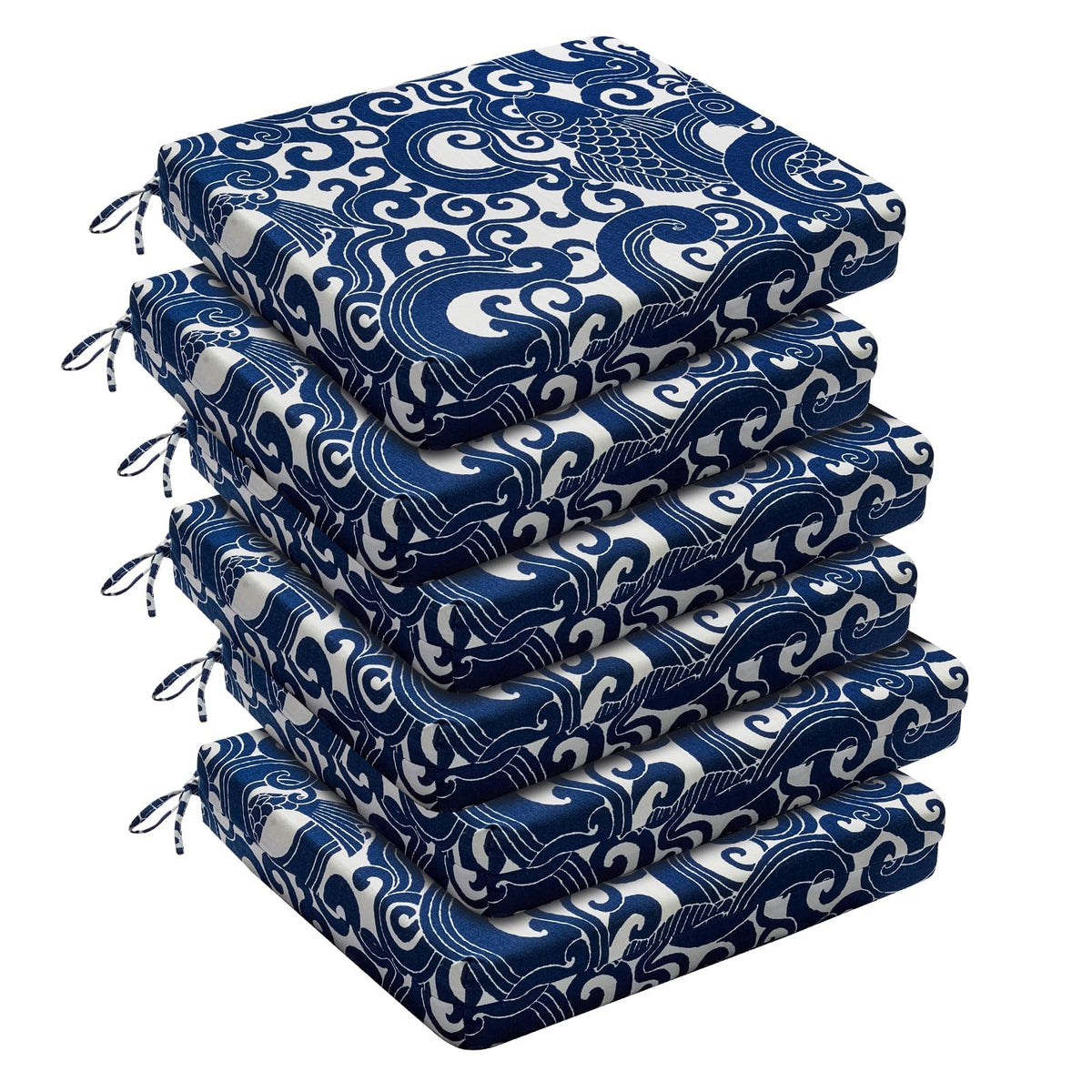 downluxe vista frontal del paquete de seis cojines azul carp, comodidad inmediata