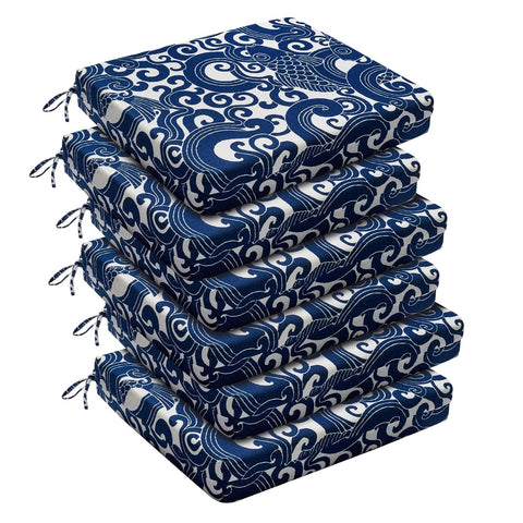 downluxe vista frontal del paquete de seis cojines azul carp, comodidad inmediata