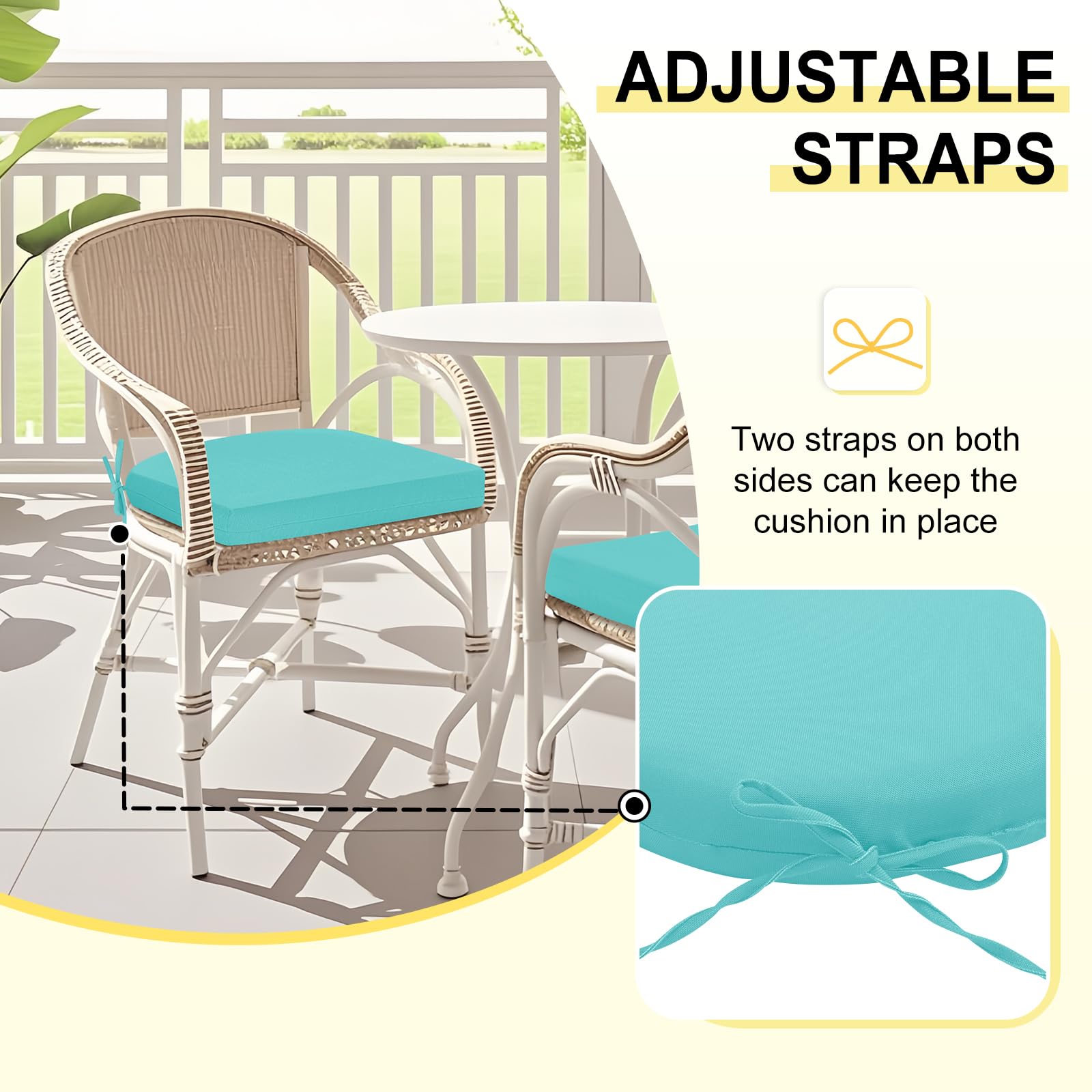 downluxe cojín junto a una silla para comparar tamaño real, encaje estándar