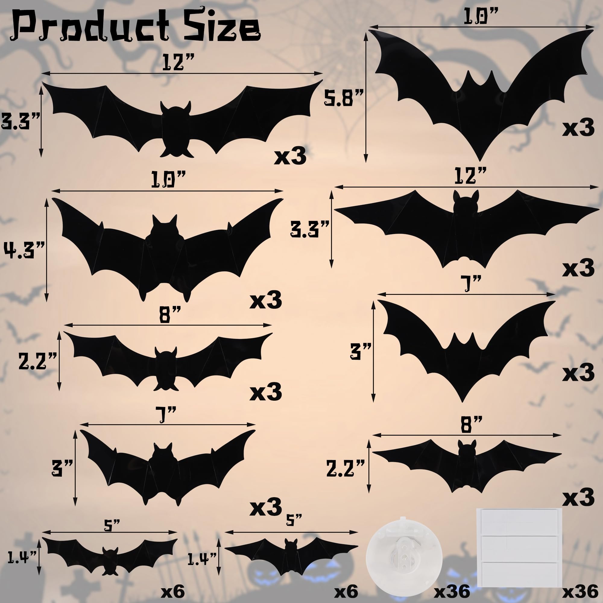 DR.DUDU murciélago LED encendido por la noche genera ambiente inquietante