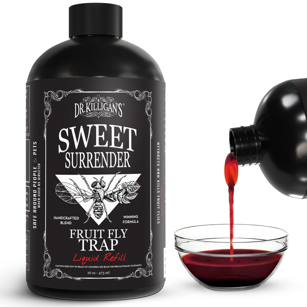 Dr. Killigan's botella frontal mostrando formato y durabilidad