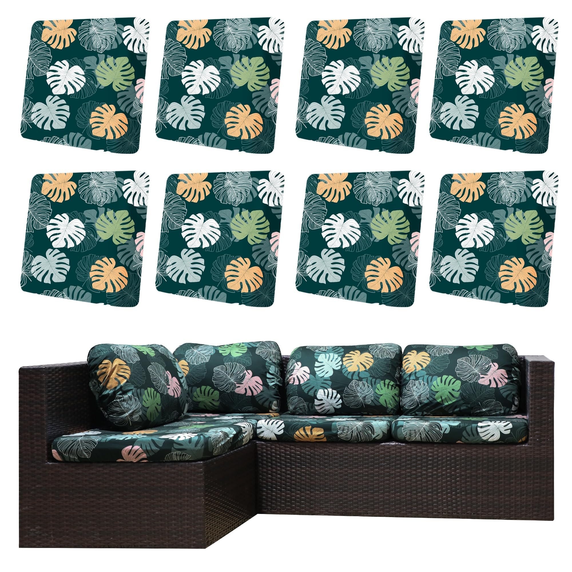 DREAHOTEXTIL pack frontal mostrando ocho fundas para renovar patio rápidamente