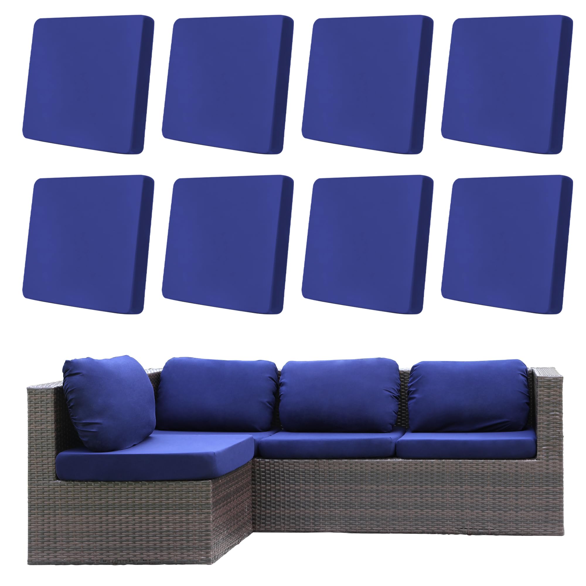 DREAHOTEXTIL pack frontal de 8 fundas mostrando ajuste uniforme y ahorro