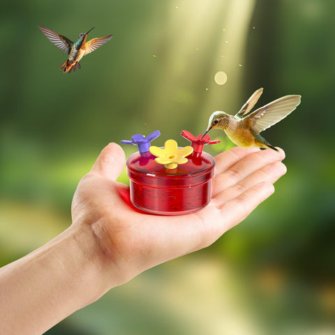 Dreamdrawer comedero en balcón junto a plantas, ambiente natural