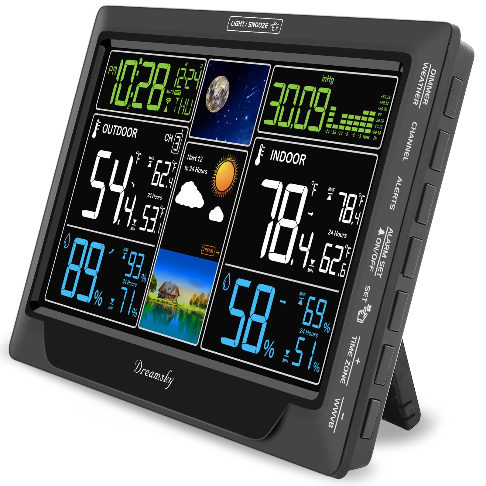 DreamSky panel frontal con pantalla a color, lectura fácil desde lejos