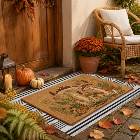 Drydiet felpudo en porche estilo cottagecore que decora y recibe