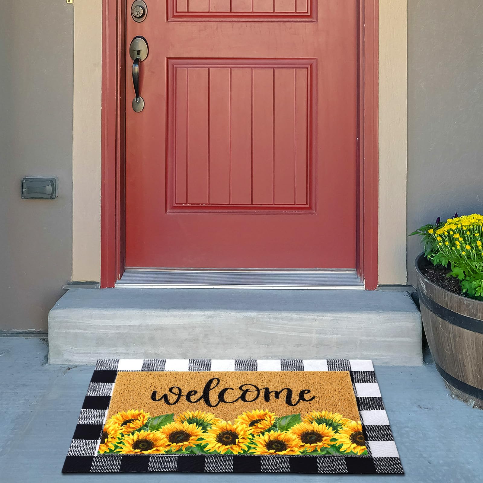 Drydiet detalle del mensaje Welcome y girasol, atractivo visual acogedor
