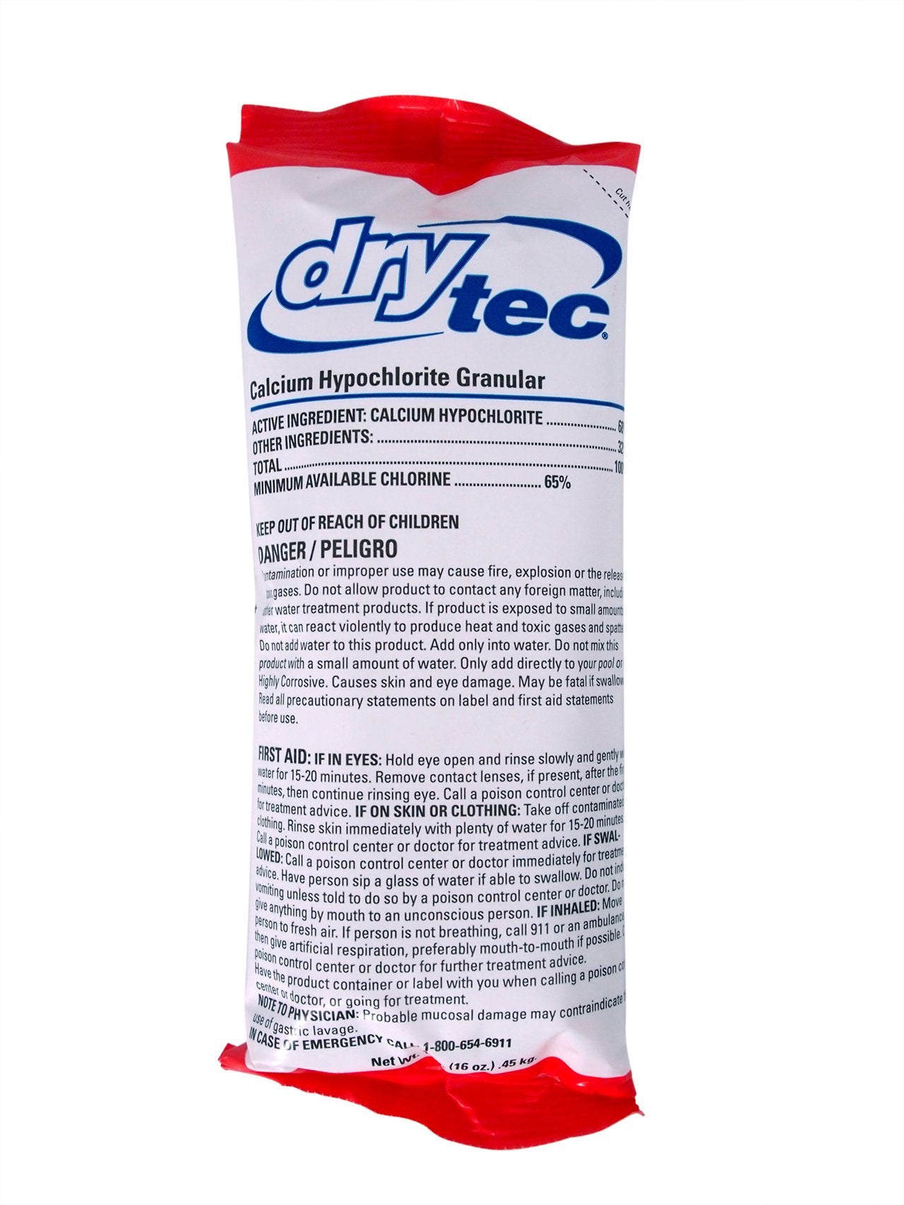 DryTec paquete frontal 1 lb mostrando etiqueta y concentración para aplicación segura
