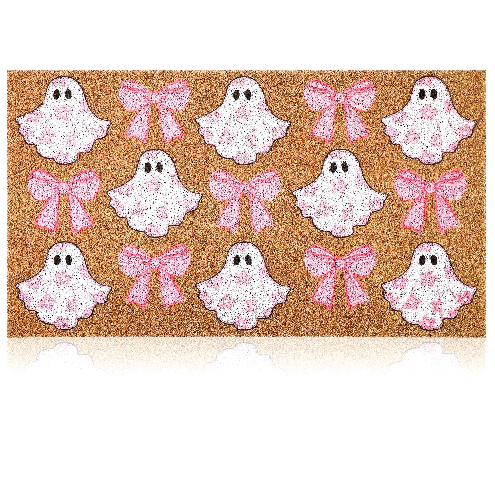 Dunzy felpudo frontal con fantasma rosa que decora la entrada