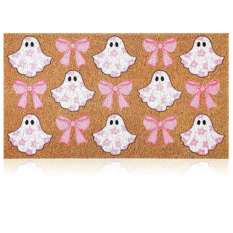 Dunzy felpudo frontal con fantasma rosa que decora la entrada