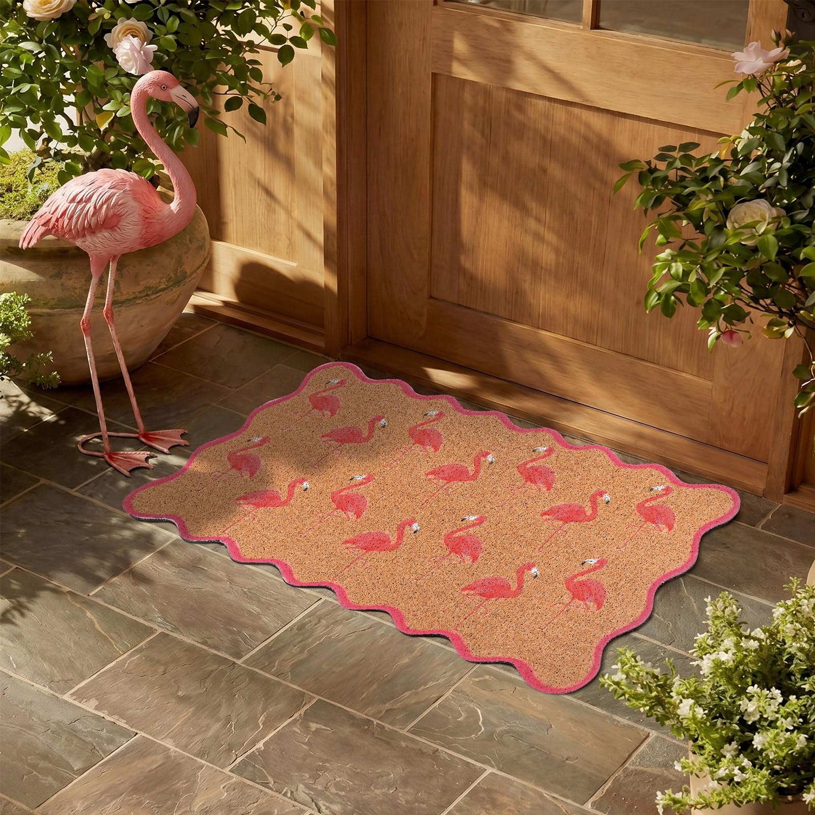 Dunzy felpudo detalle del borde en abanico que añade elegancia decorativa