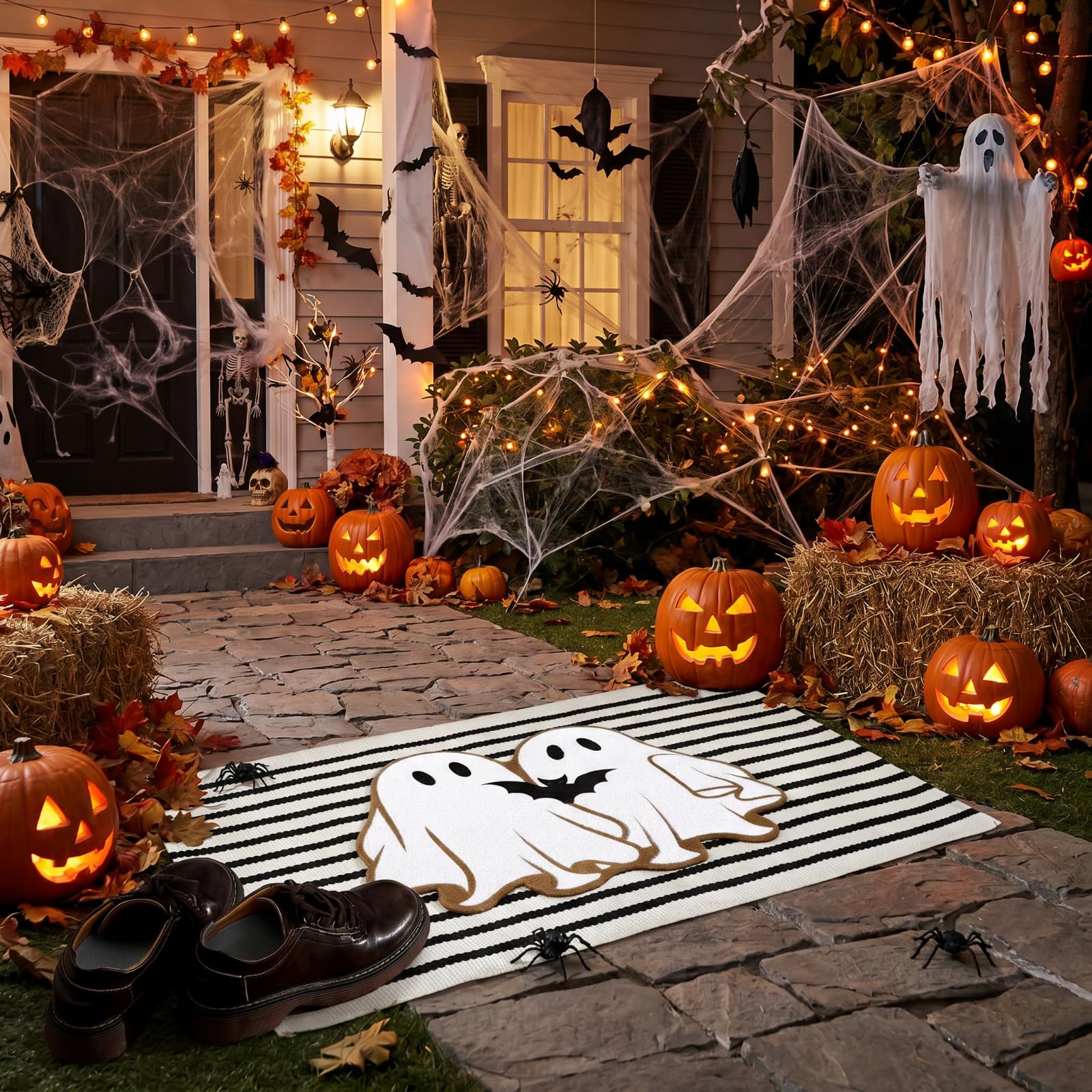 Duraaamo set en capas en la entrada, estética de Halloween llamativa