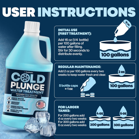 Durabasics producto en uso vertiéndose en un cold plunge, mantiene agua fresca