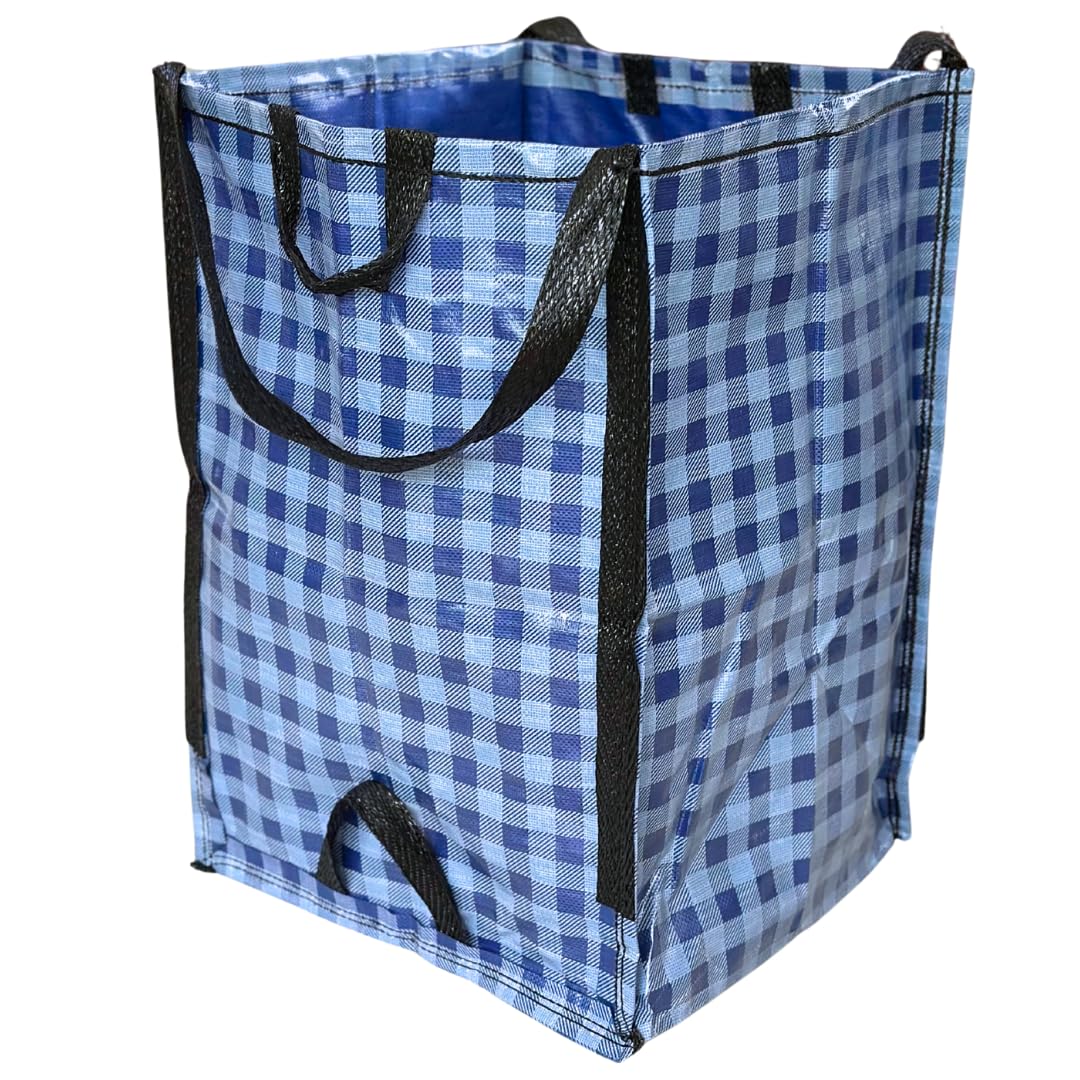 DURASACK vista frontal mostrando el patrón gingham blue y capacidad resistente