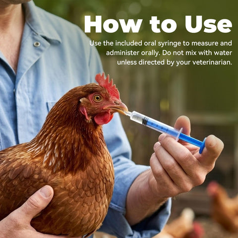 DURVMED jeringa dosificadora en mano facilitando medición precisa para aves pequeñas