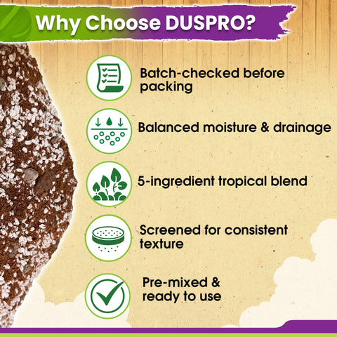Duspro comparación con maceta de 8 pulgadas indica cobertura exacta