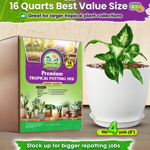 DUSPRO etiqueta con lista de ingredientes y beneficios para plantas