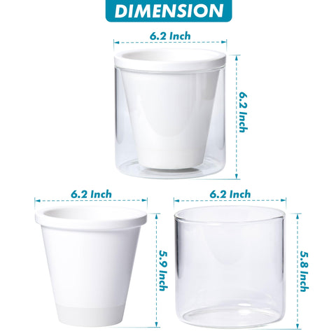 D'vine Dev vaso de cristal transparente con nivel de agua visible y control fácil