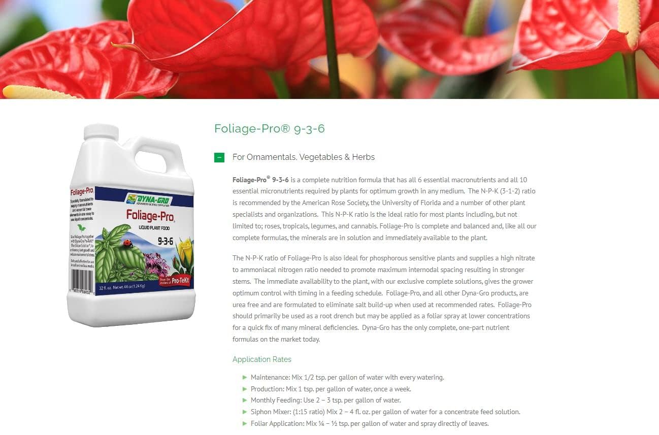 Dyna-Gro en un escapo interior con plantas sanas y aspecto profesional