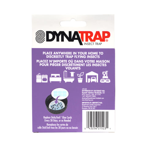 Dynatrap cartón instalado en la cesta demostrando discreción y limpieza