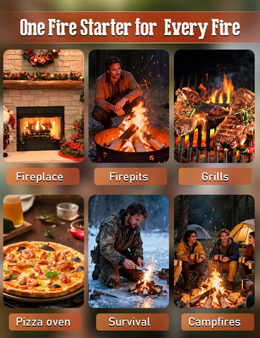 E500 escena de camping con encendedores y parrilla lista para cocinar