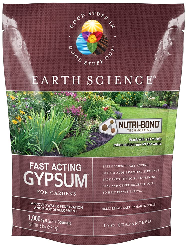 Earth Science paquete frontal 5 lb mostrando etiqueta y uso