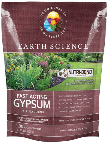Earth Science paquete frontal 5 lb mostrando etiqueta y uso