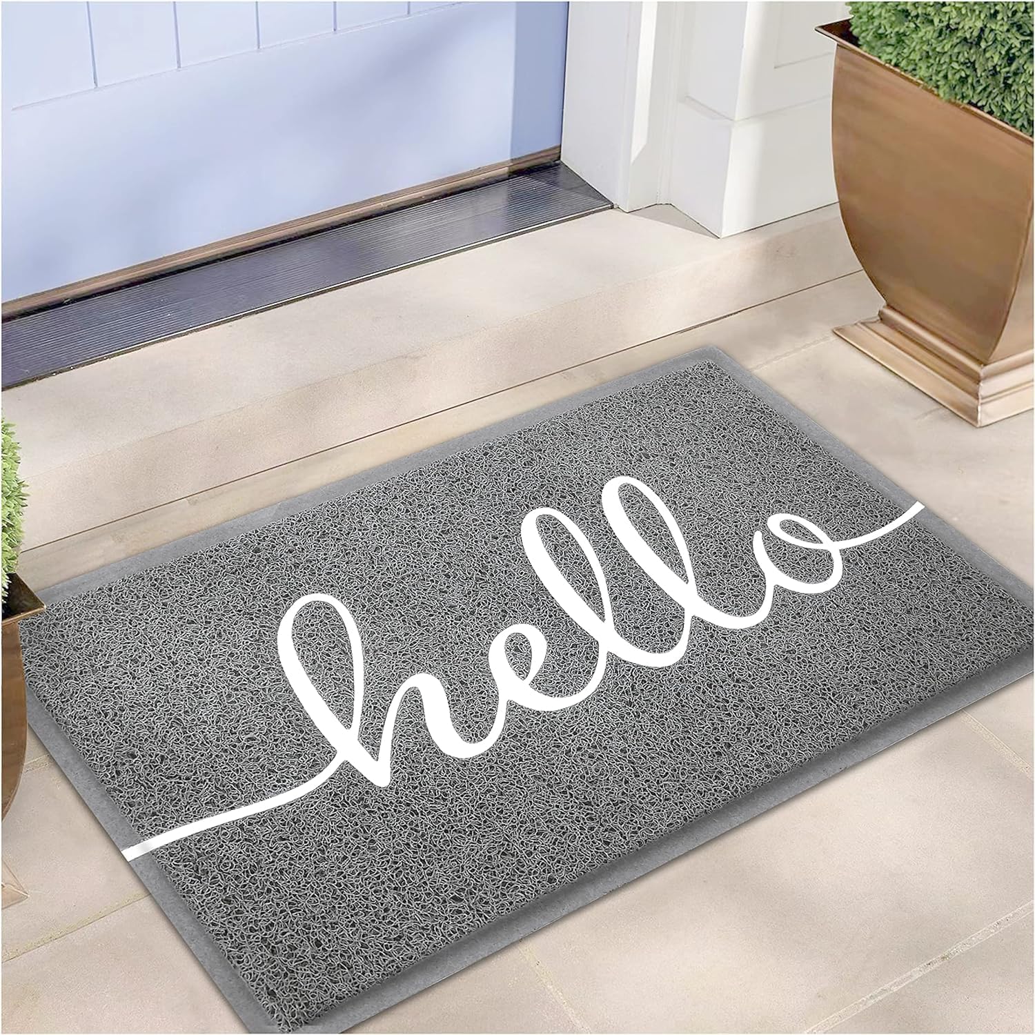 EARTHALL felpudo frontal con diseño "Hello" y bienvenida funcional
