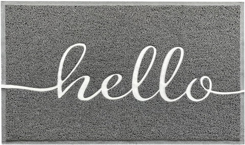 EARTHALL detalle del texto "hello" en el felpudo para dar la bienvenida con estilo