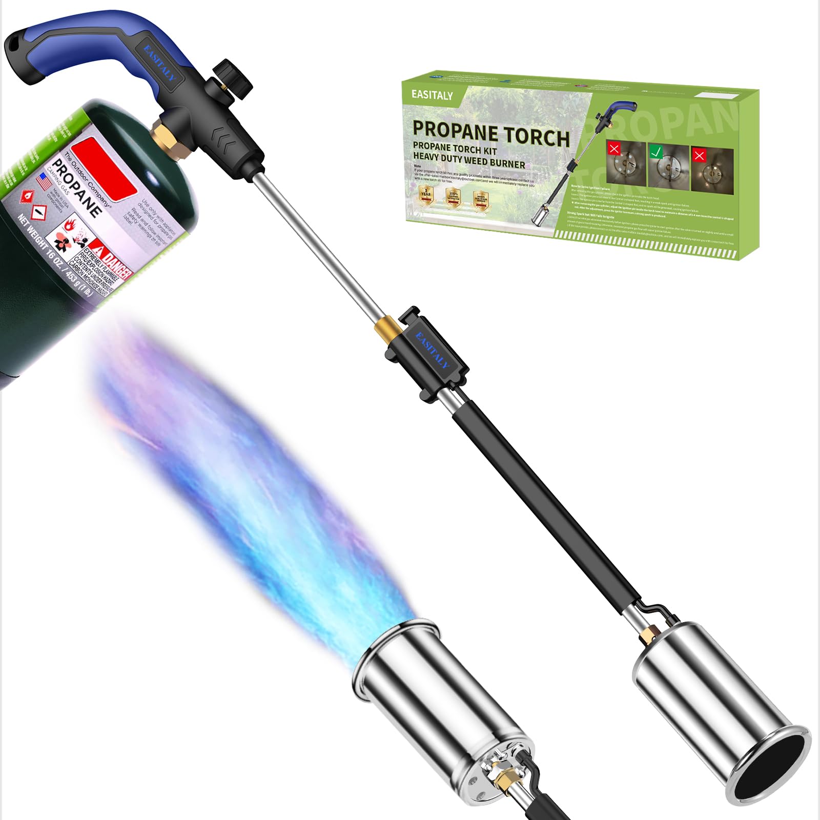 EASITALY antorcha propano frontal mostrando diseño robusto y control