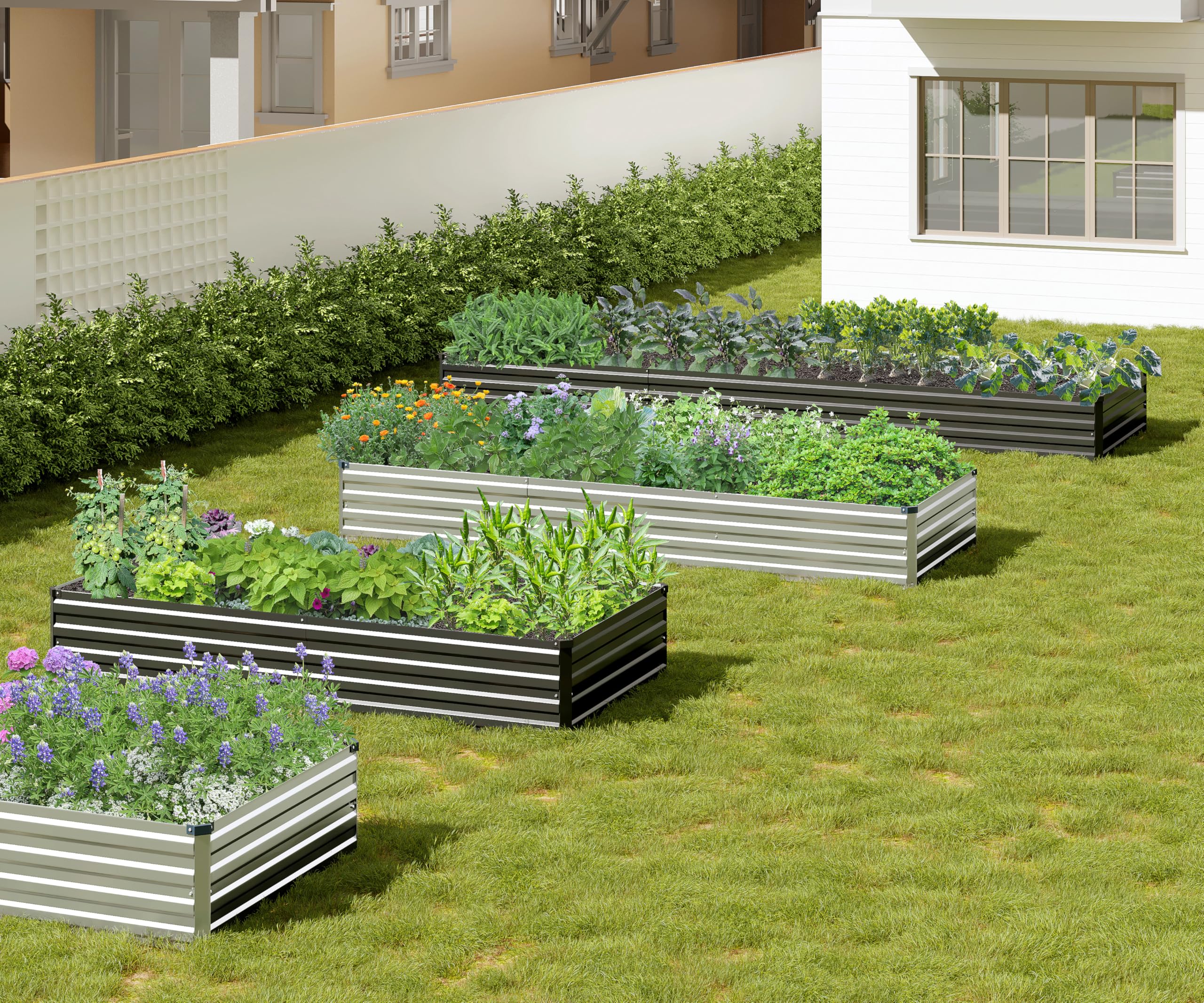 Easllre jardinera instalada en patio decorado, beneficio: mejora estética del exterior