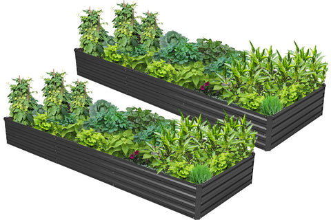 Easllre cama elevada frontal mostrando espacio de cultivo y acabado negro