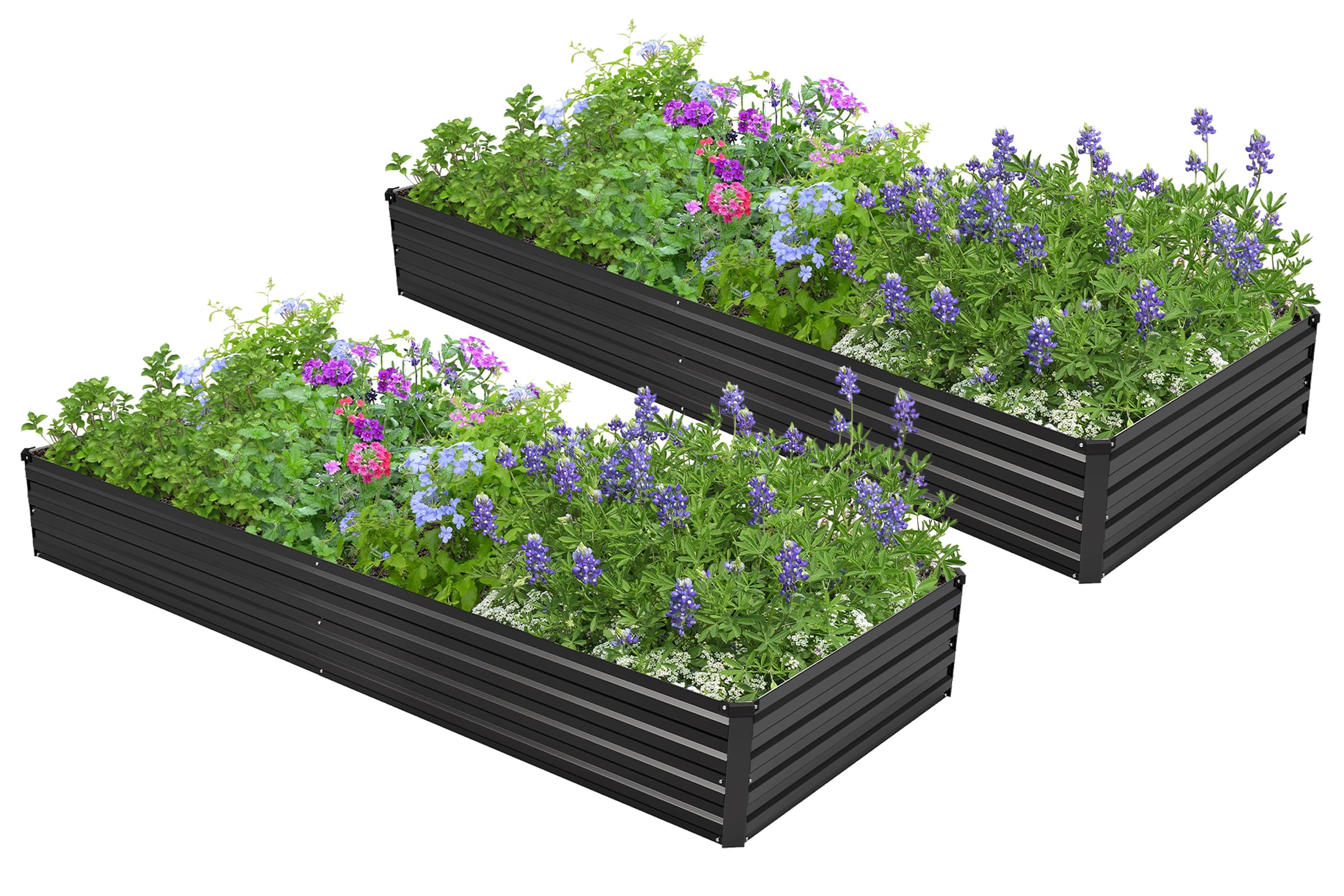Easllre vista frontal de la cama elevada mostrando su gran área de cultivo