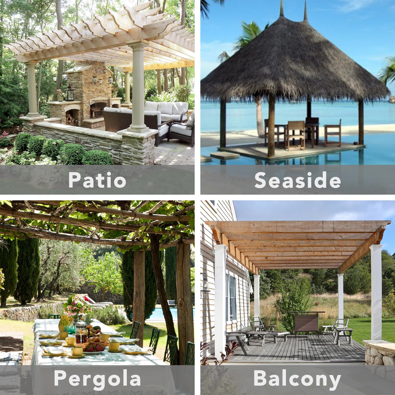 Easy-Going ambiente de terraza con cortinas gris claro aportando estilo