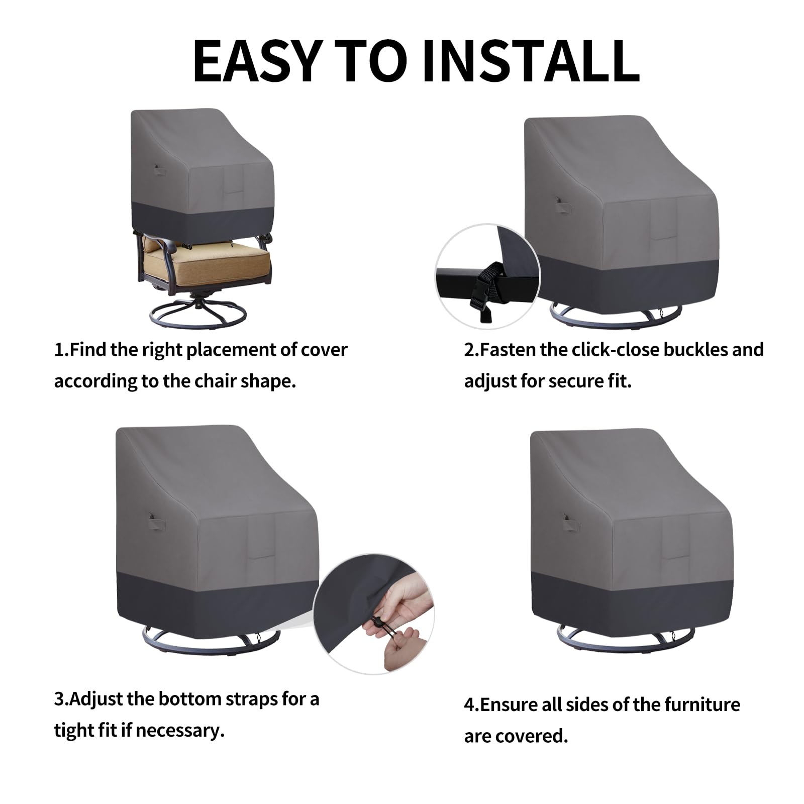 Easy-Going funda junto a silla para comparar tamaño y ajuste seguro